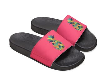 Sandalias de mujer con tiras desmontables y estampado de piña estilo acolchado