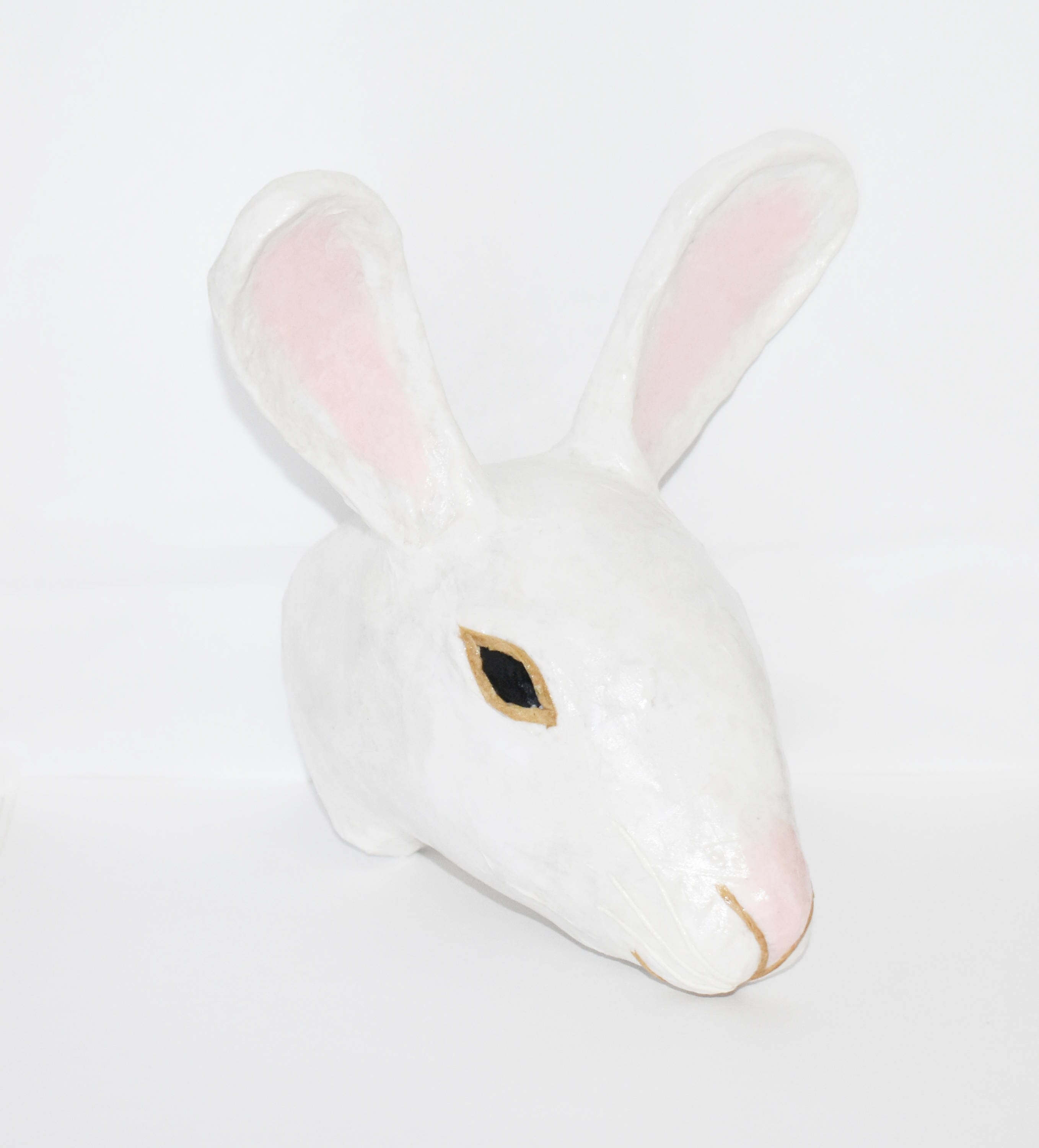 Paper Mache White Bunny Rabbit Head Etsy