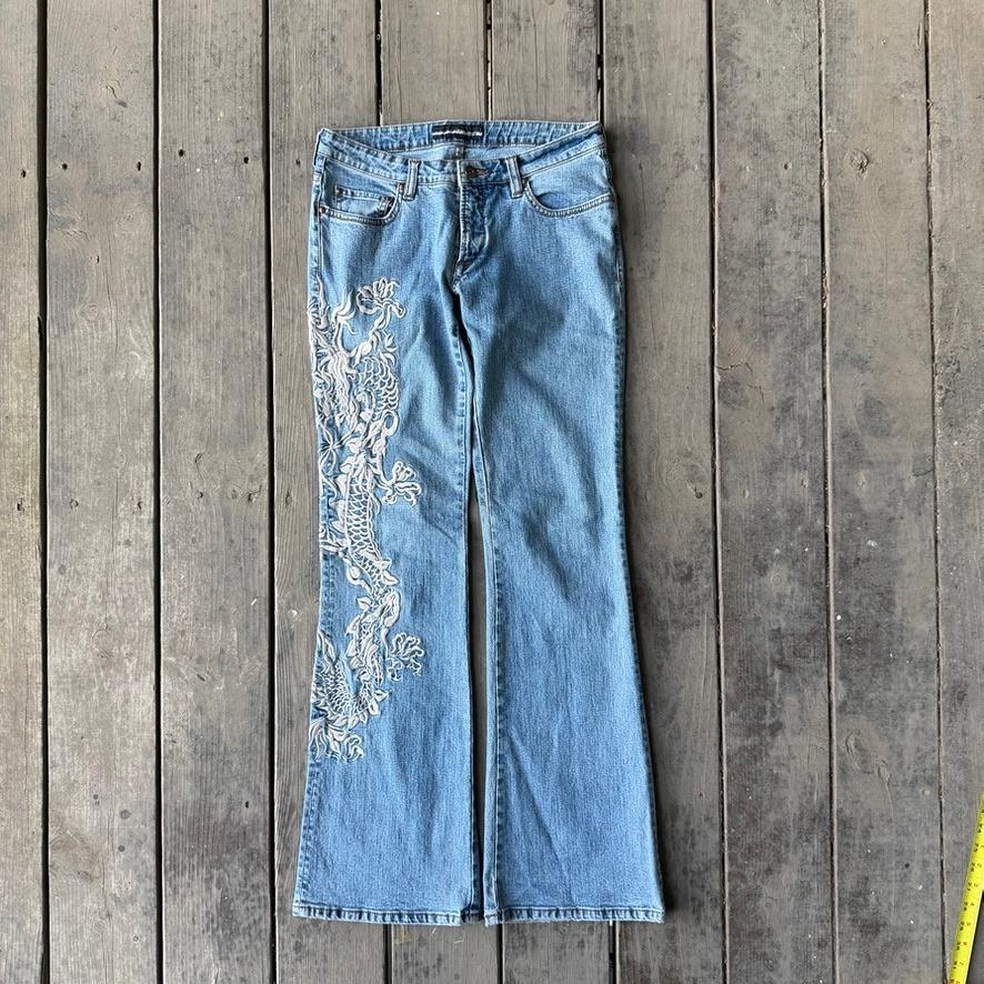Womens Embroidered Dragon Jeans - Etsy