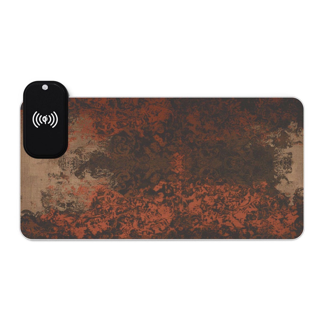 Distressed Baroque Mouse Pad, Industrial Rust Texture Desk Mat, Ornate ...
