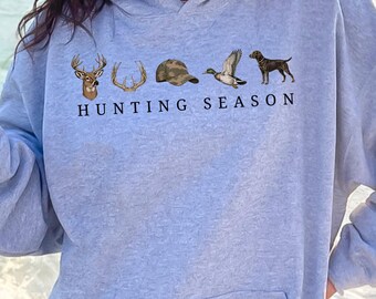 Hunting Season Sweatshirt, Mallard Duck Hunting Hoodie, Deer Duck Hunting Sweater,  Outdoors Lovers Gift, Hunting Vibes, Gift for Hunter