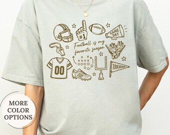 Comfort Colors® Football Is My Favorite Season Shirt, Football Lover Gift, Football Mom Tee, Football Season Gifts, Football Game Day Tshirt