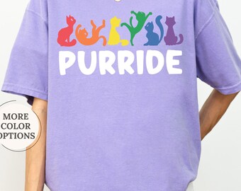 Comfort Colors® Purride Shirt, Funny Cat Pride Shirt, Pride Month Gift, LGBTQ Tshirt, Love Is Love Tee, LGBT Cat Lover Shirt, Trendy Pride
