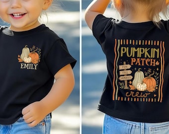 Custom Pumpkin Patch Crew Shirts, Personalized Name Tee, Boy Autumn Gift,  Pumpkin Season Tshirt, Matching Family Pumpkin Patch Shirts