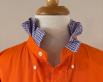 Orange Ruffle Collar Shirt | Purple Gingham Game Day Blouse