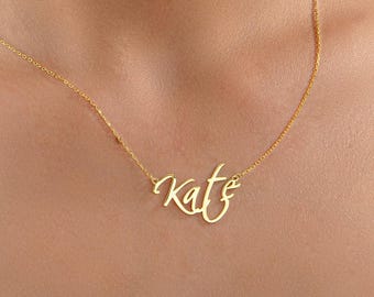 Custom Name Necklace, Personalized Name Jewelry in Silver or Solid Gold