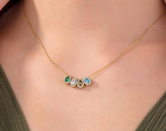 Custom Birthstone Necklace, Personalized Family Jewelry, Gift For Mothers
