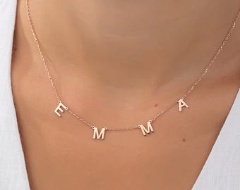 Initial Necklace, Personalized Letter Necklace, Gold or Silver Name Jewelry