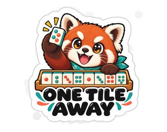 ONE TILE AWAY Red Panda Mahjong Sticker