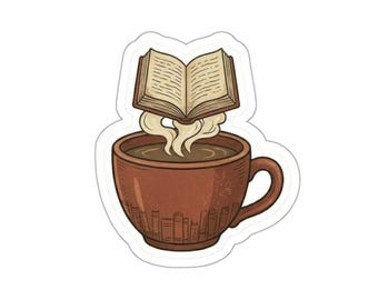 Book Steam Coffee Cup Die-Cut Sticker | Reading, Coffee Lover