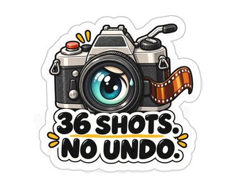 36 Aufnahmen. Kein Rückgängigmachen. Aufkleber für 35-mm-Filmkameras.