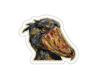 Schuhschnabel Vogel Aufkleber | Handgemalte gestanzte Vinyl-Kunst, wetterfest Wildtier-Aufkleber