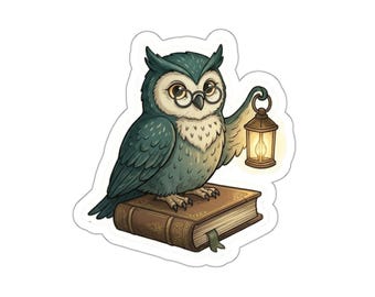 Wise Owl with Lantern sticker | Die-Cut Sticker