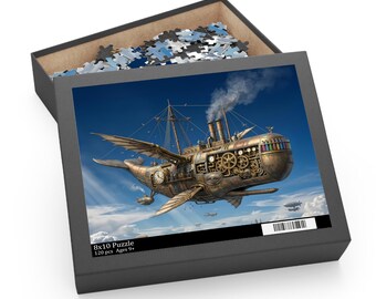 Imaginary Nook: The Clockwork Leviathan's Sky Voyage / Steampunk Jigsaw Puzzle