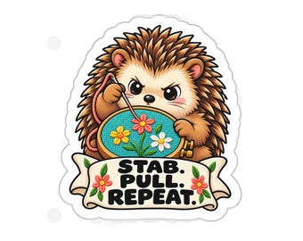 STICH. ZIEHEN. WIEDERHOLEN. Igel-Stickaufkleber