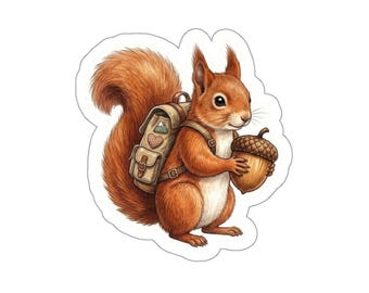 Backpack Squirrel Die-Cut Stickers | Acorn Camp Cute Animal Sticker