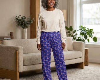Bunte Steampunk inspirierte Mond Muster Pyjama Hose | Kuschelige Nachtwäsche