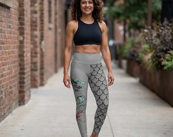 Leggings de yoga de talle alto con estampado de escamas de dragón.