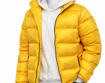 Chaqueta acolchada amarilla para mujer, ligera