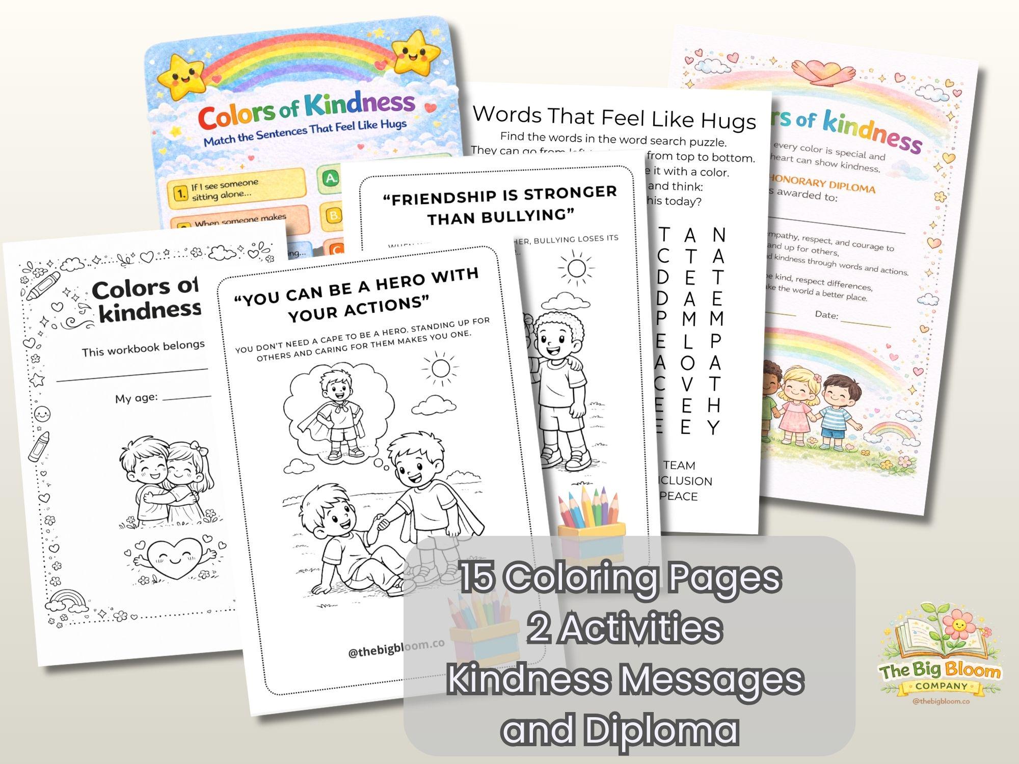 Kindness Coloring Pages Workbook | Anti Bullying SEL Activities for ...