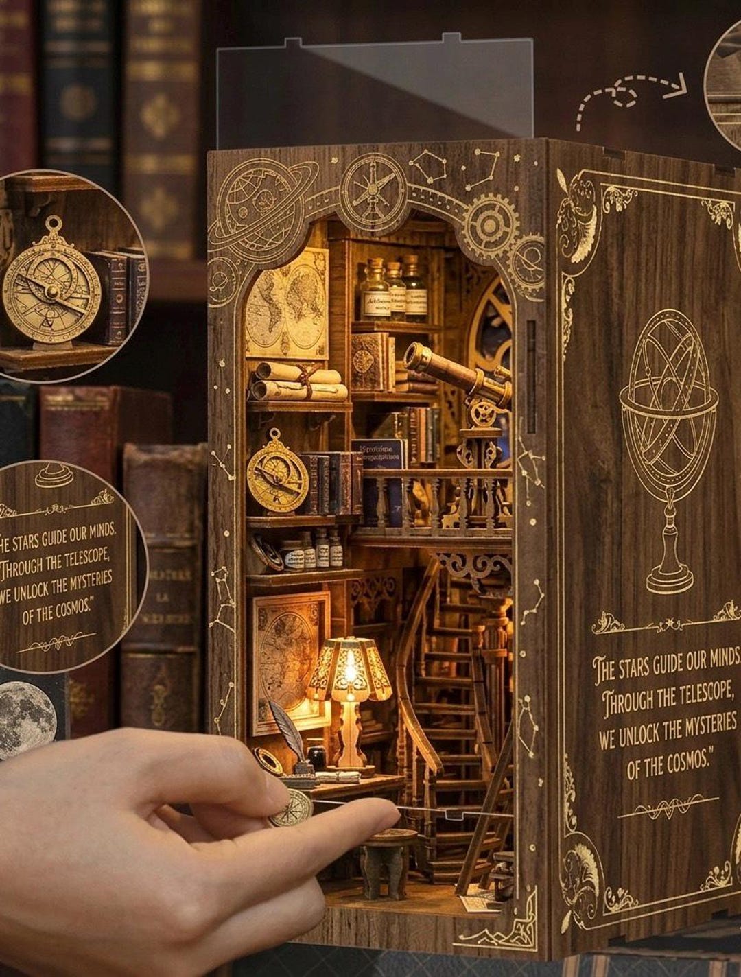 DIY Ancient Book Collection Room Book Nook Kit With LED Lights ...