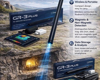 GROUNDTECH GR-3 Plus 3D-markskannersystem: Metall, guld, verktyg för hålrumsdetektering