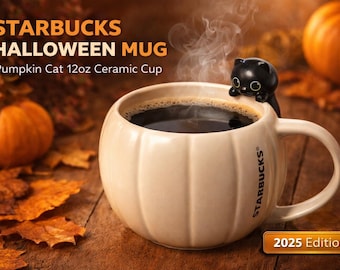 Starbucks Halloweenmugg Pumpa Katt Svart Keramikkaffekopp 340 ml Höst Höstpresent Europautgåva 2025