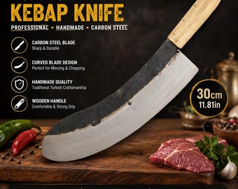 Turkisk Knivkniv Klyvknivar Kebapblad Finskärning 30 cm 11,81 tum Kolstål Pirge
