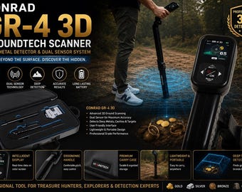 Conrad GR-4 3D Groundtech-skanner | Bärbar markskanningsenhet | Utrustning för utomhusundersökningar | Professionell detektor