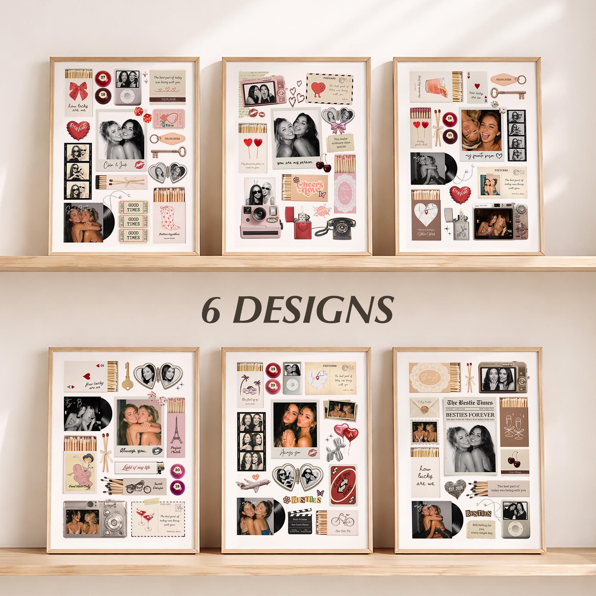 6 Editable Matchbook Poster Templates Bundle, Personalized Bestie