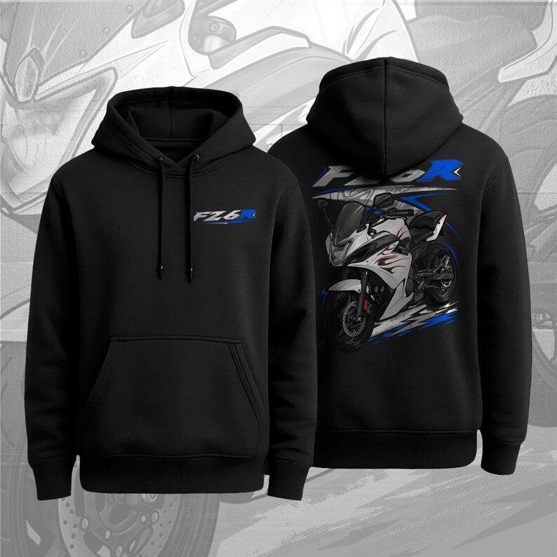 Motorcykelhuvtröja för Yamaha FZ6R 2009-2017 fans och förare 2009 Pearl White w