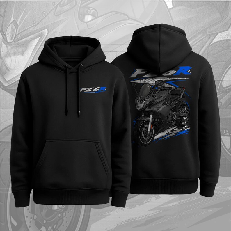 Motorcykelhuvtröja för Yamaha FZ6R 2009-2017 fans och förare 2014-2015 Black