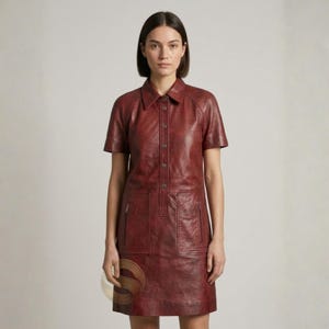 Burgundy Shirt Dress - Etsy