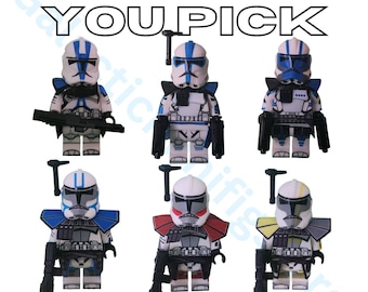 Arc Troopers Appo, Alpha, Seven, Havoc, Hammer en Blitz Star Wars Customs met blasters