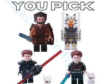 Star Wars Customs Young Count Dooku, Ashoka, Cal Kestis Inquisitor, and Cal Kestis Jedi With Lightsabers