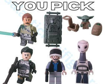 Kanan Jarus, Han Solo, Baby Yoda, Fennec Shand, Rebel Fleet Soldier en Caminoin Star Wars Customs With Weapons
