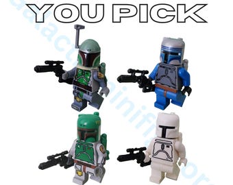 Boba Fett, oude Jango Fett, oude Boba Fett, oude witte Mandalorian Star Wars Customs met blasters