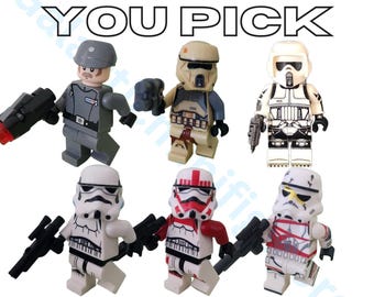 Imperial Lieutenant, Shore Trooper, Scout Trooper, Stormtrooper, Shock Trooper en Thrawn Stormtrooper Star Wars Customs met blasters