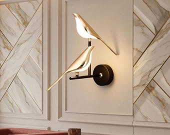 Nordic Golden Bird Modern Sconce – Artistic Wall Light for Bedside & Hallway