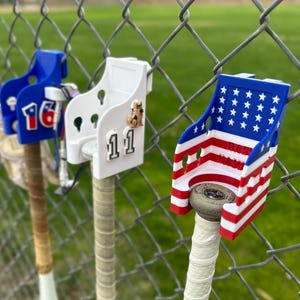 Baseball Fence Bat Holder | Softball Dugout Organizer | Chain Link Fence Gear Rack | Bat Saver Made in USA