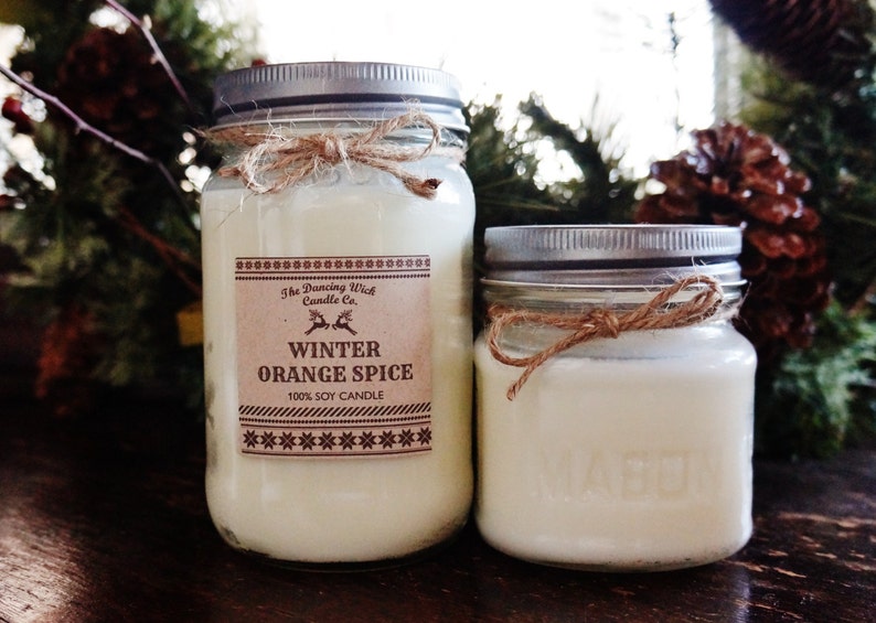 Winter Candle//Christmas Candle//Soy Candle//Choose Your Scent//16 oz Candle/Half Pint Mason Jar Candle//Gift Candle//Sweater Candle image 2