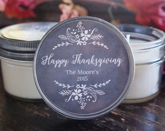 Personalized 4oz Thanksgiving Favor Candle/ Thanksgiving Table Decor/ Holiday Candle/ Thanksgiving Decoration/ Soy Candle/ Chalkboard