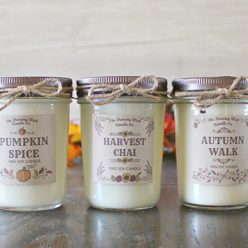 Set of 3 Fall Candles / Candle Gift Set / Fall Decor / Best Etsy