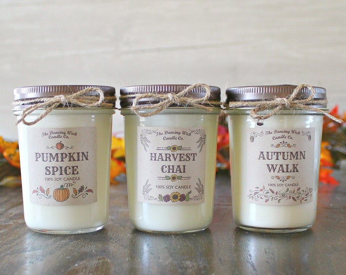 Set of 3 Fall Candles / Candle Gift Set / Fall Decor / Best Etsy
