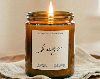 Hugs Candle | Thinking of You Gift | Long Distance Friendship Gift | Sympathy Candle | Get Well Soon Gift | Encouragement Gift