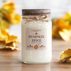 Pumpkin Spice Pure Soy Candle //Large Pint 16 oz.// Half Pint 8 oz candle/Mason Jar Candle/Hand Poured//Fall Candle//Autumn Candle