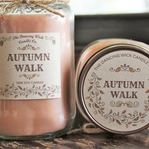 Autumn Walk Pure Soy Candle //Large Pint 16 oz.// Half Pint 8 oz candle/Mason Jar Candle/Hand Poured//Fall Candle//Harvest Candle image 3