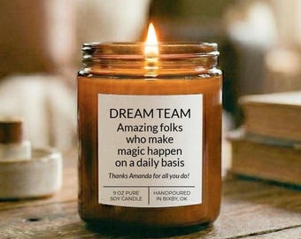 Bougie personnalisée Dream Team, cadeau de remerciement pour un employé, entreprise cliente