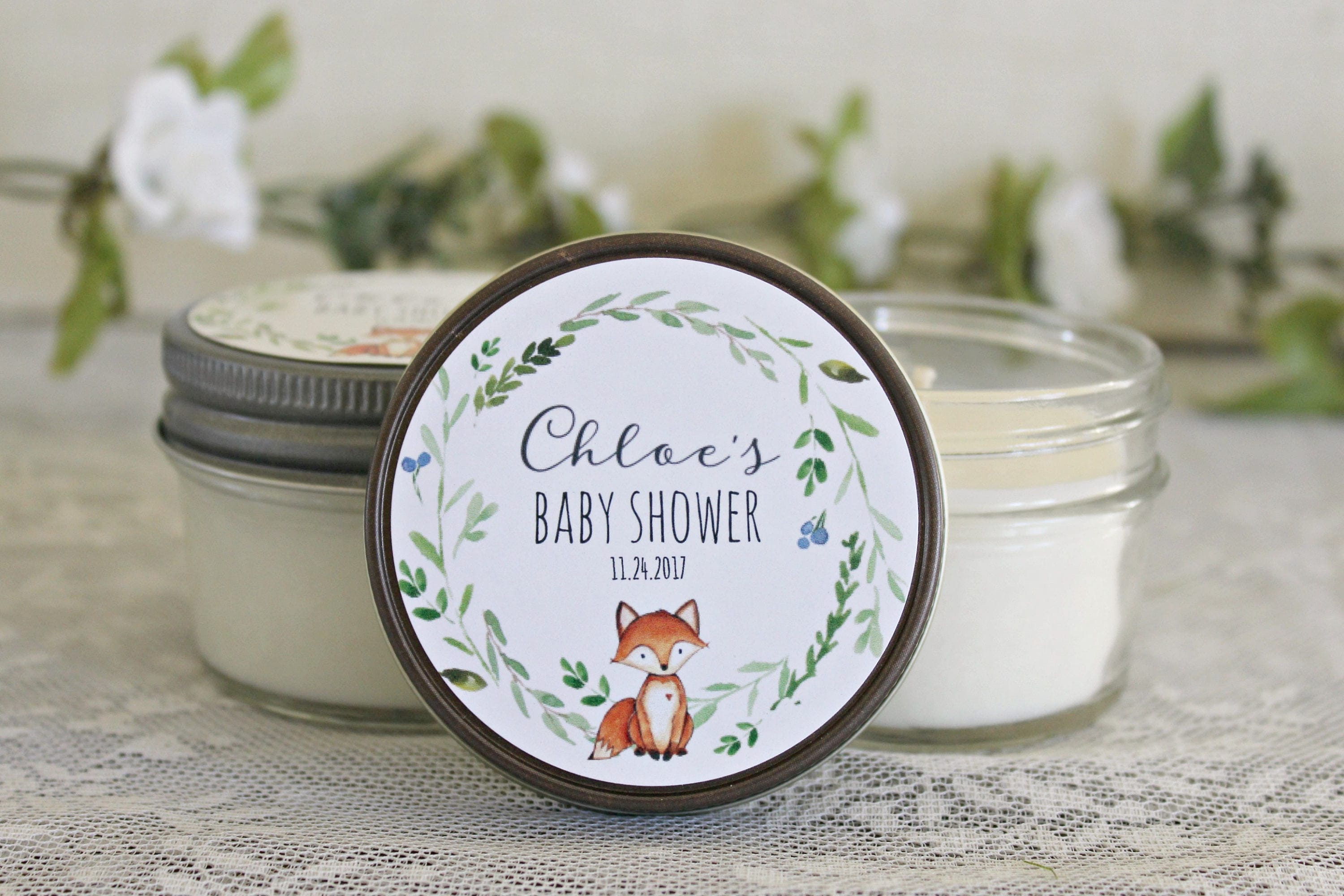 Fox Baby Shower Candle Favor / Woodland Baby Shower / Set of 6 Etsy