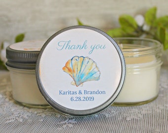 Beach Wedding Favors / Personalized 4 oz. Bridal Shower Favors / Beach Bridal Shower Favors  / Seashell Favors / Nautical bridal shower